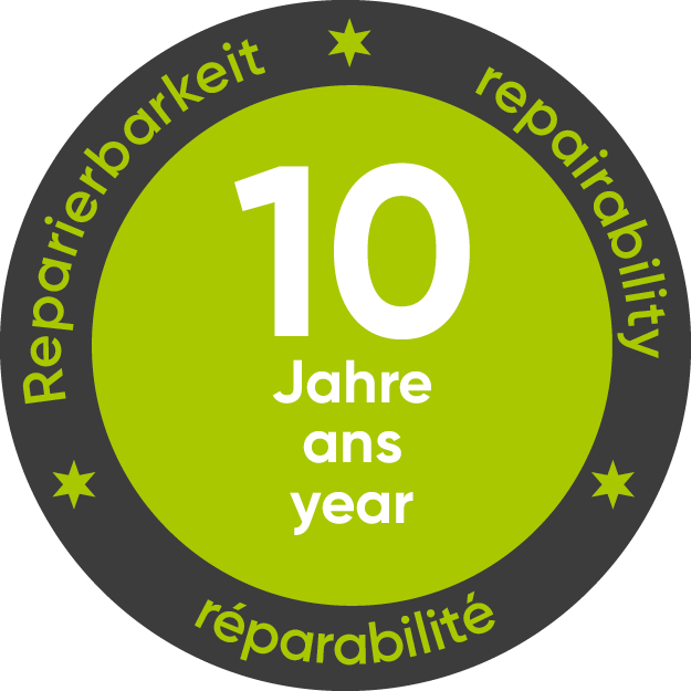 10 Jahre garantierte Reparierbarkeit 10 Jahre garantierte Reparierbarkeit